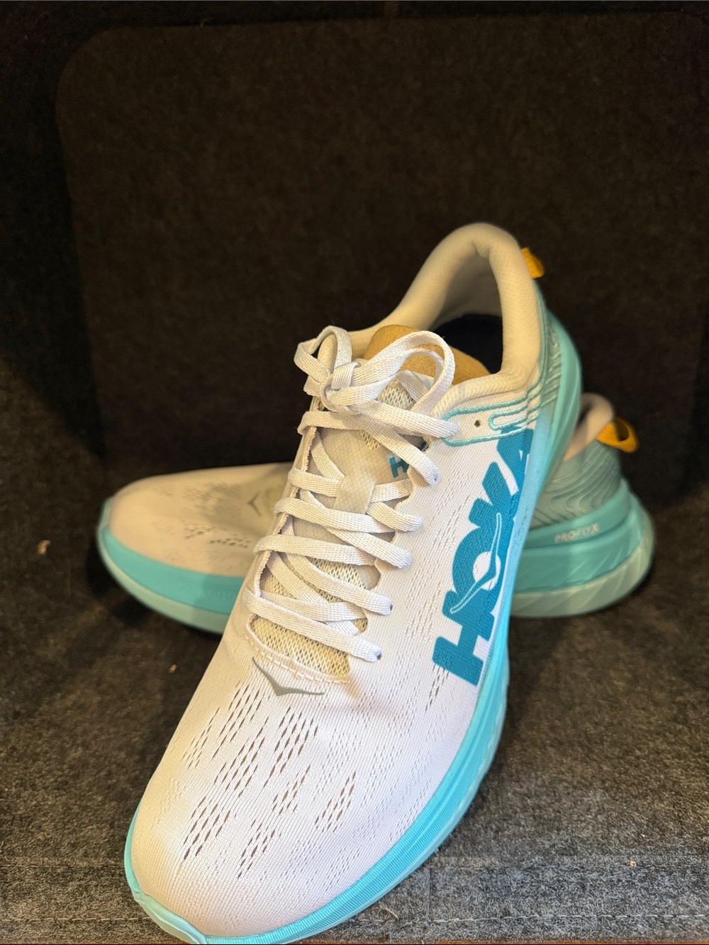 Hoka Women's White and Teal Road Running Shoes ProFlyX